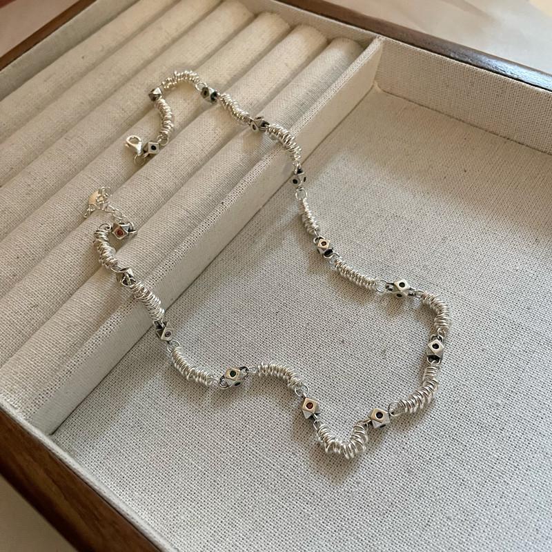 

Ожерелье из стерлингового серебра 925 пробы в корейском стиле, красочное, в стиле ретро, круглое, с радужными цирконами, цепочка для ключицы 925 Sterling Silver