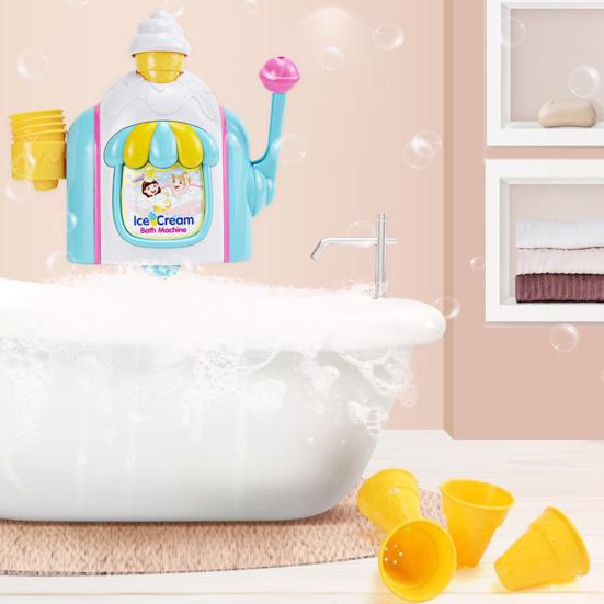 Ice Cream Bubble Bath Toy for Toddlers Bath Bubble Machine with Foam Maker Ice Cream Pretend Play Set Bathtub Toys for 3-8 Years Old Boys Girls