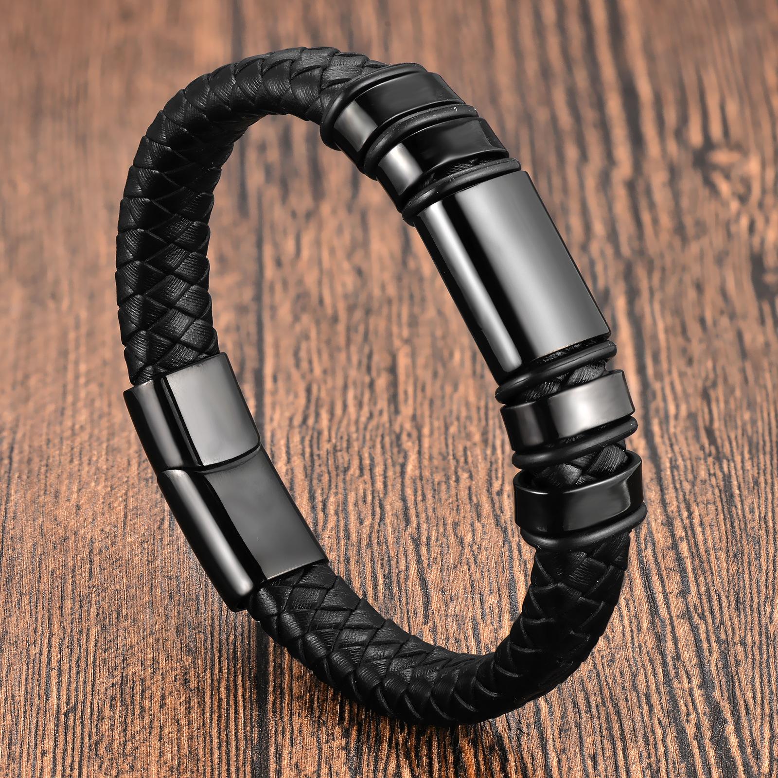 Черный Кожаный Шнур Коровья Кожа Мужской Студенческий Кожаный Плетеный Браслет Ручная Работа Многослойный Кожаный Браслет 2026 21CM