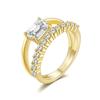 5x7mm Emerald Cut Moissanite Double Layer Rings for Women   Copper18K Gold Plated Party Ring Wedding Bands Jewelry