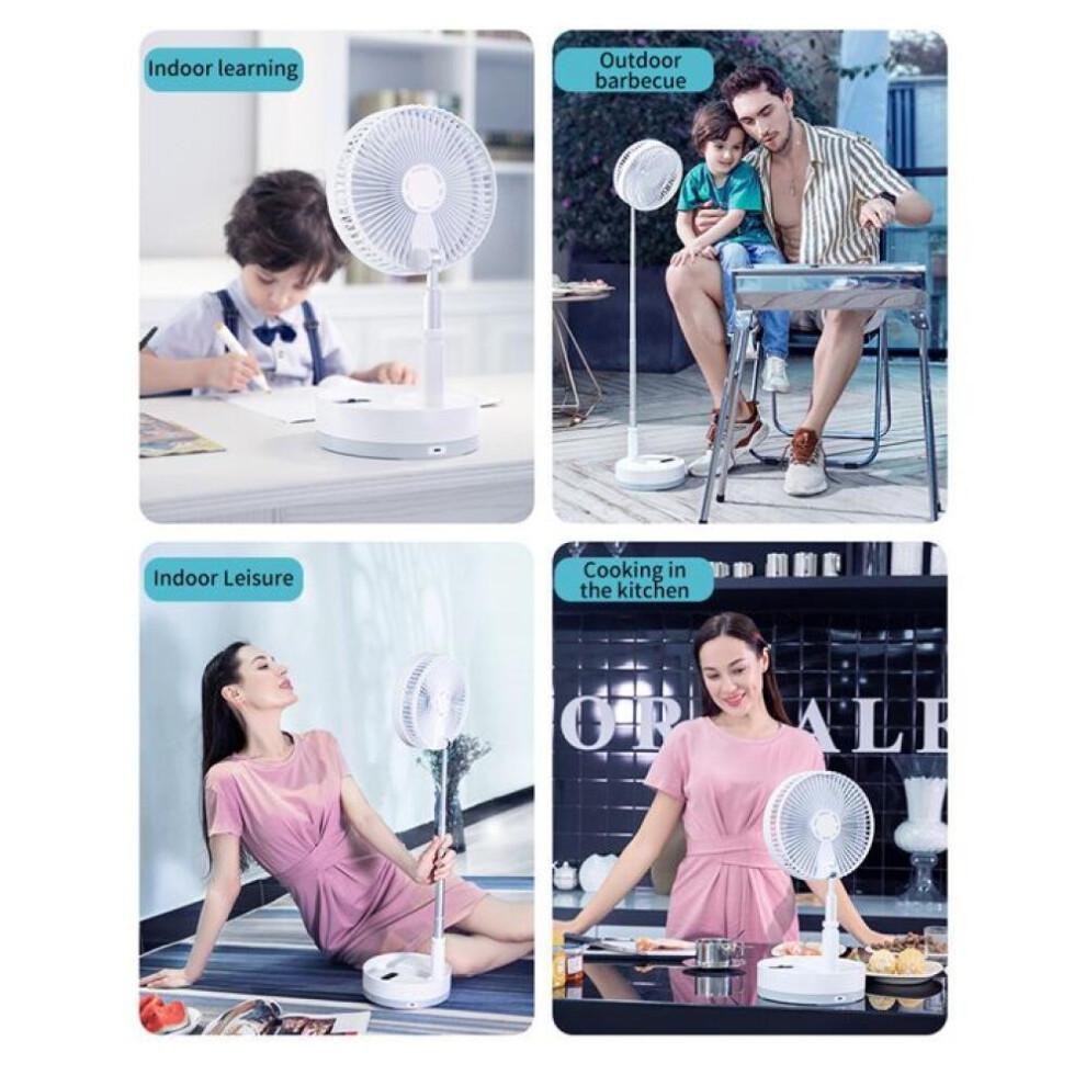 Quiet Oscillating Fan On Stand, Portable Foldable Floor/table Fan with 4 Speeds, 7200mAh USB Rechargeable Fan Less