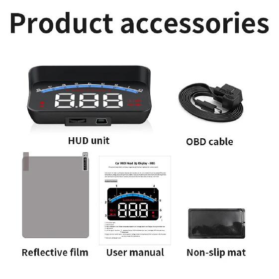 M6S OBD HUD Car Head Up Display Digital Windshield Projector Speedometer on Car Glass Auto Accessories On-board Computer OBD2 M6S