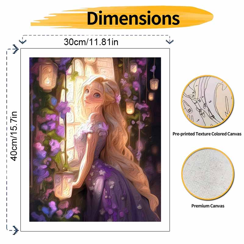 Disney Oil Painting Kit Canvas Floral Princess DIY Home Decor Gift