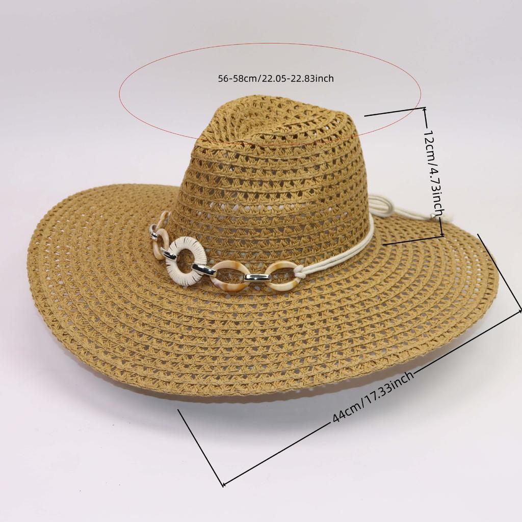 Cowboy Hat Straw Hat Rolled Eaves Panama Outdoor Summer Shading Sun Protection Western Cowboy Men's and Women's Casual Decoration Hat