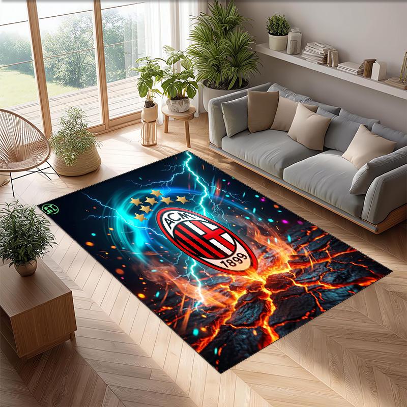 AC Milan Printed Flannel Area Rug Non Slip Soft Polyester Floor Carpet Indoor Decor Mat for Bedroom Living Room Sofa Game Room Home Decoration