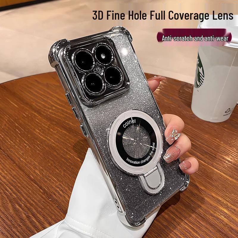 Etui ochronne Xiaomi 15 Ultra/Pro: Odporny na upadki, Narożniki z poduszkami powietrznymi, Magnetyczna brokatowa podstawka