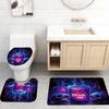 Fantasy Skull Shower Curtain Set - Gothic Potion And Skull Design, Polyester, Non-Slip Bath Mat, Toilet Seat Cover, U-Shaped Rug