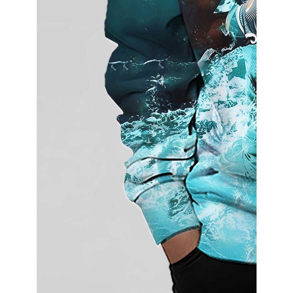 Boys' fashionable 3D printed casual long sleeved T-shirt, suitable for spring and autumn, outdoor boys' top