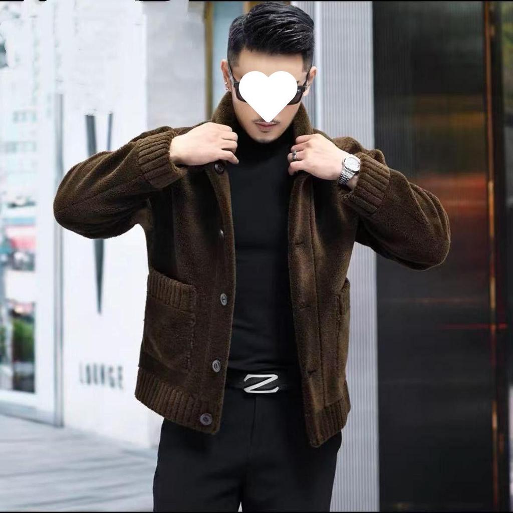 He & Pin Hui Men's Double-Sided Wool Jacket: Loose Fit, Lapel Design, Non-Pilling, Drop Shoulder, Versatile Winter Wear