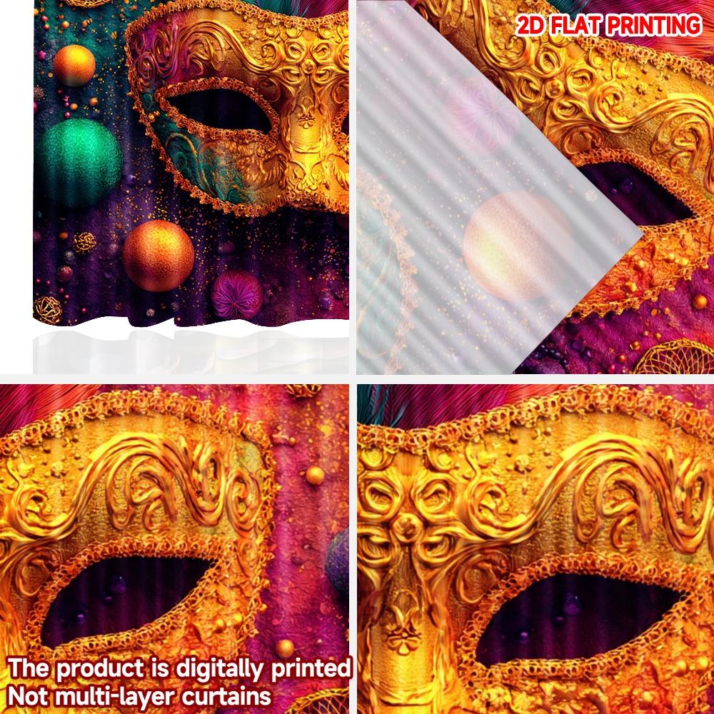 2D Flat Printing 2pcs Curtain Window Treatment Curtains Carnival Festive Mask Digital Printed Polyester Drapes All Season Party