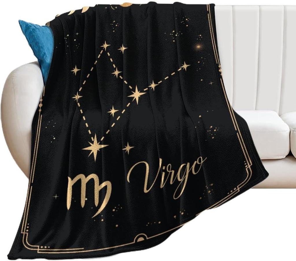 Twelve Zodiac Signs Patterns Printed Blanket for Sofa Bed Travel Camping Living Room Conditioning Blanket for All Seasons Gifts
