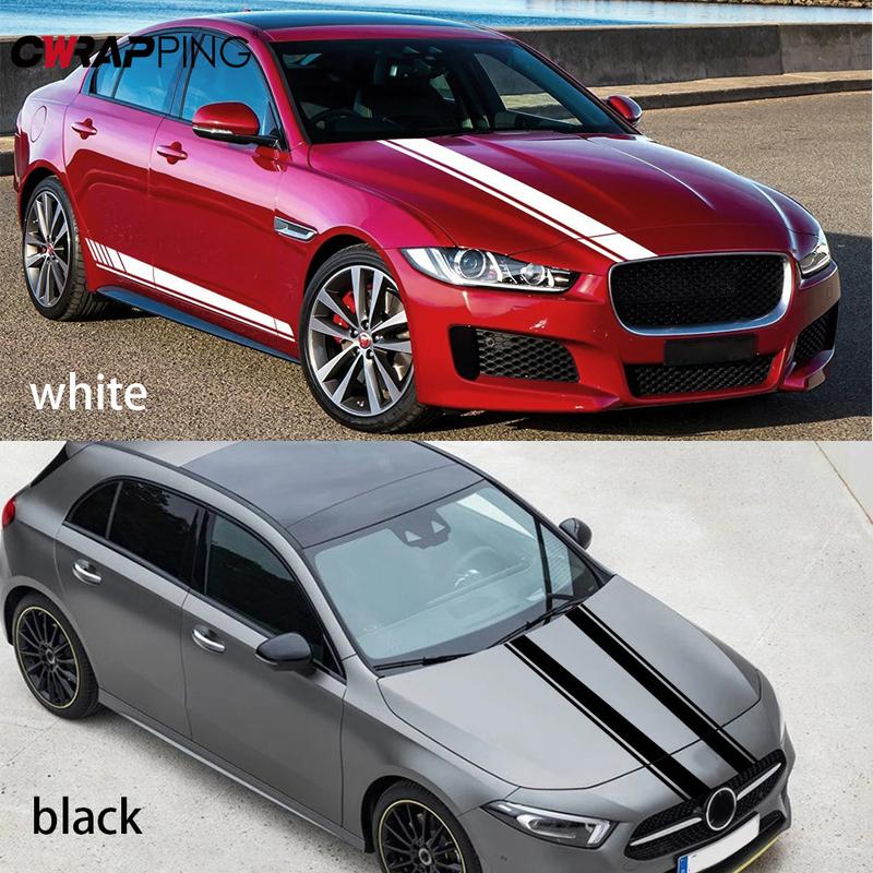 Car Sticker Universal Car Hood Cover Sticker Classic Stripes Graphics Styling DIY Vinyl Wrap Decal for Mercedes Benz Accessories