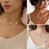 New Style Multi-layer Faux Pearl Necklace with a Stainless Steel Bow Pendant for Women 