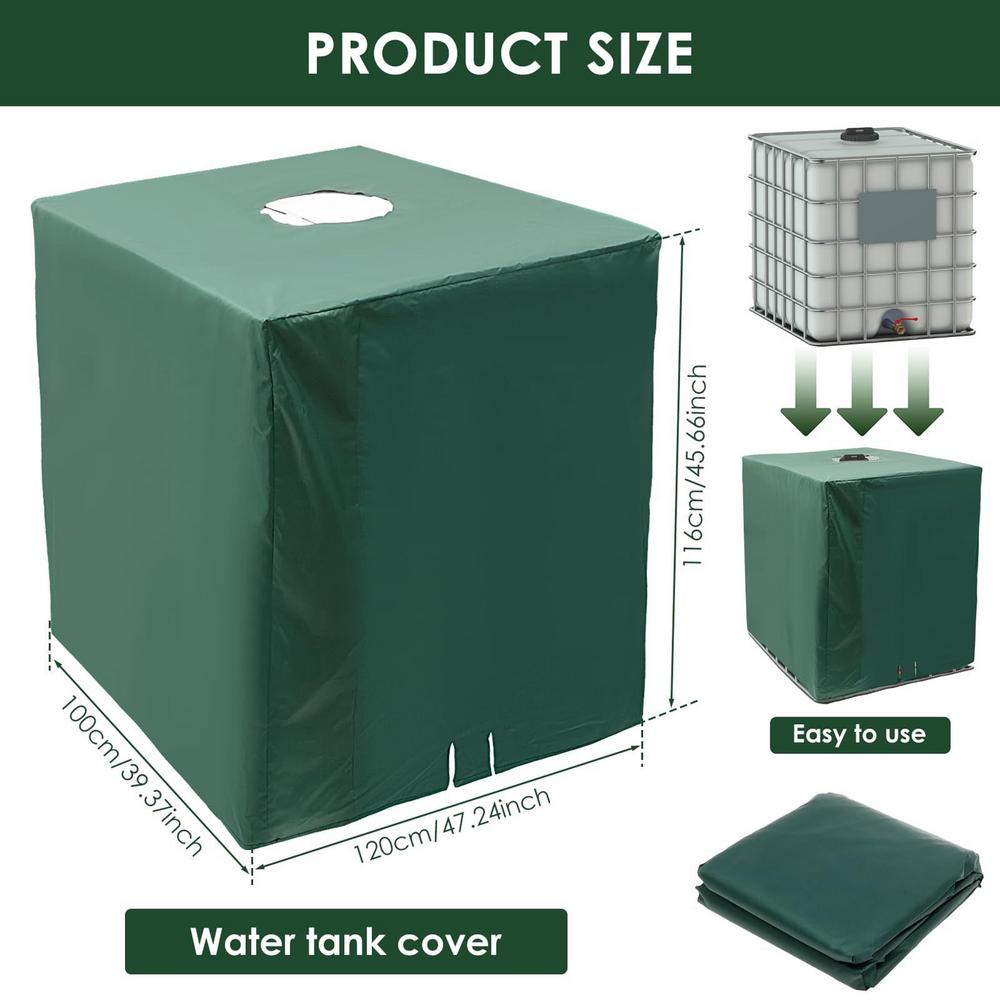 

Tank Cover Abrasion Resistant Container Covering 1000l Tote Sunshade For Protective Against Strong Winds Rain Well Garden Patio зелений