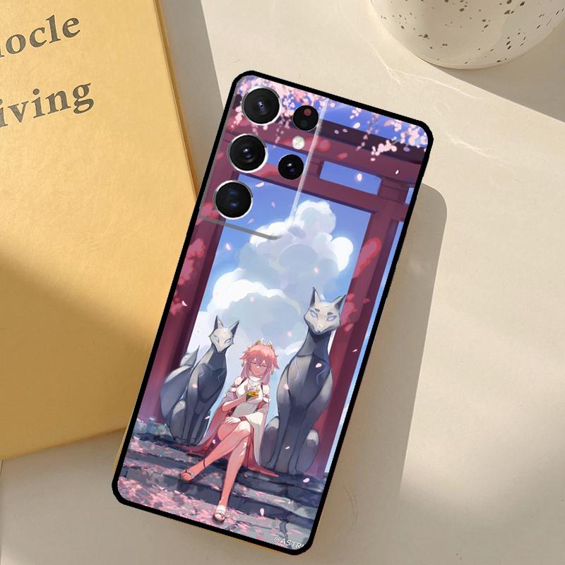 

Yae Miko Genshin Impact Phone Case For Samsung Galaxy S25 S20 S21 S22 S23 S24 Ultra S9 S10 Plus S25 FE Cover Shell Galaxy S20