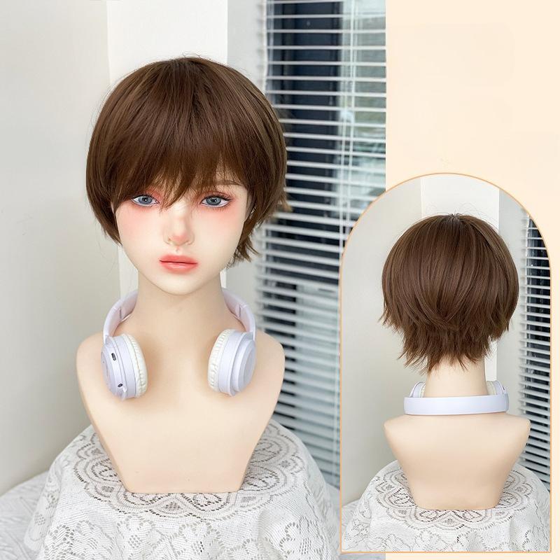 Ashely Short Wig for Men Fluffy Natural Black Hair High Temperature Fiber Synthetic Wigs Suitable for Daily Use Cosplay Sissy