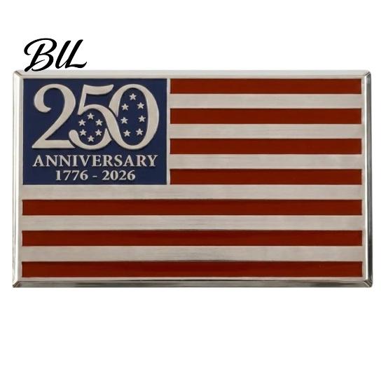 Laptop Patriotic Sticker 250th Anniversary Flag Metal Emblem, Red Blue White Auto Badge, 1776-2026 Semicentennial Celebration Emblem America 1pc
