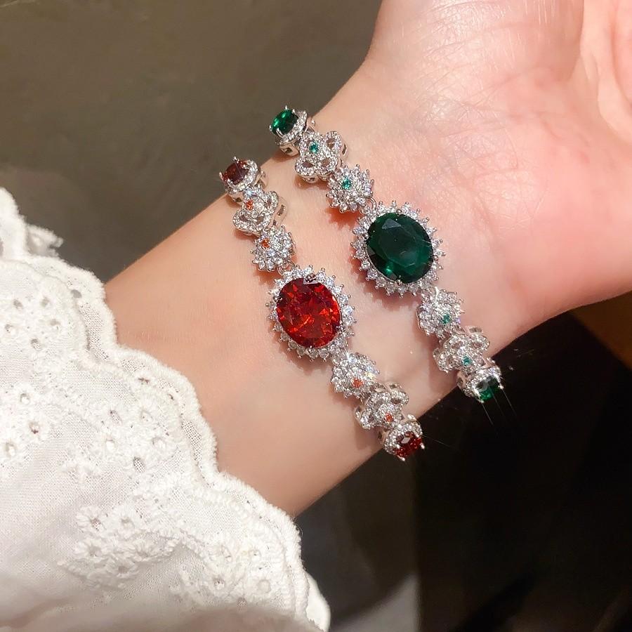 Elegant Zircon Hollow Flower Oval Bracelet For Women Gift Ideas