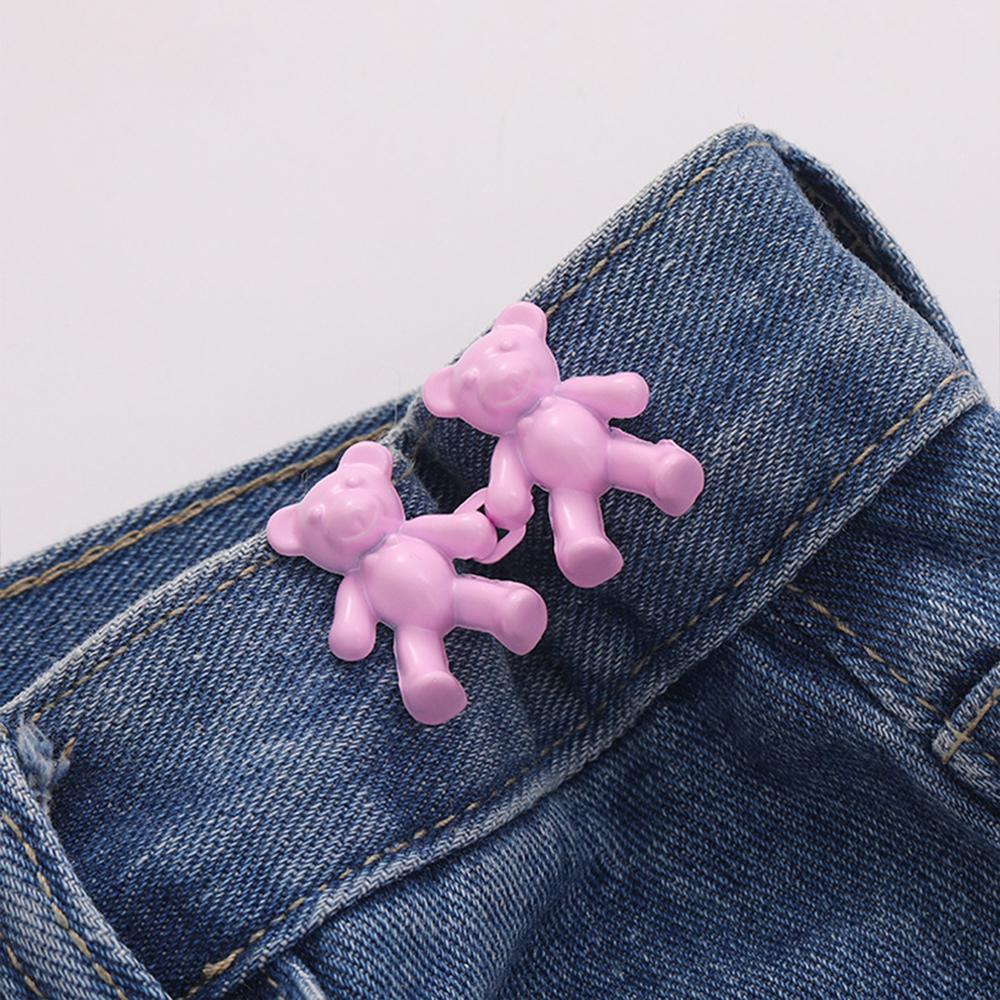 Colorful Metal Bear Tighten Waist Button for Women Pant Jeans Adjustable Detachable Waist Clip Metal Pins Clothing Accessories