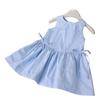 Summer Sleeveless Bow Print Dress for Girls - EXB031