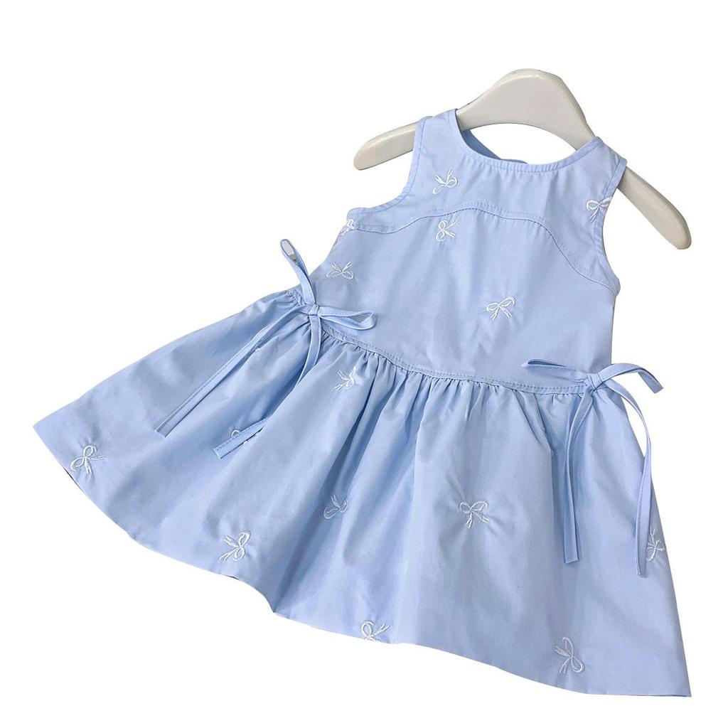 Summer Sleeveless Bow Print Dress for Girls - EXB031