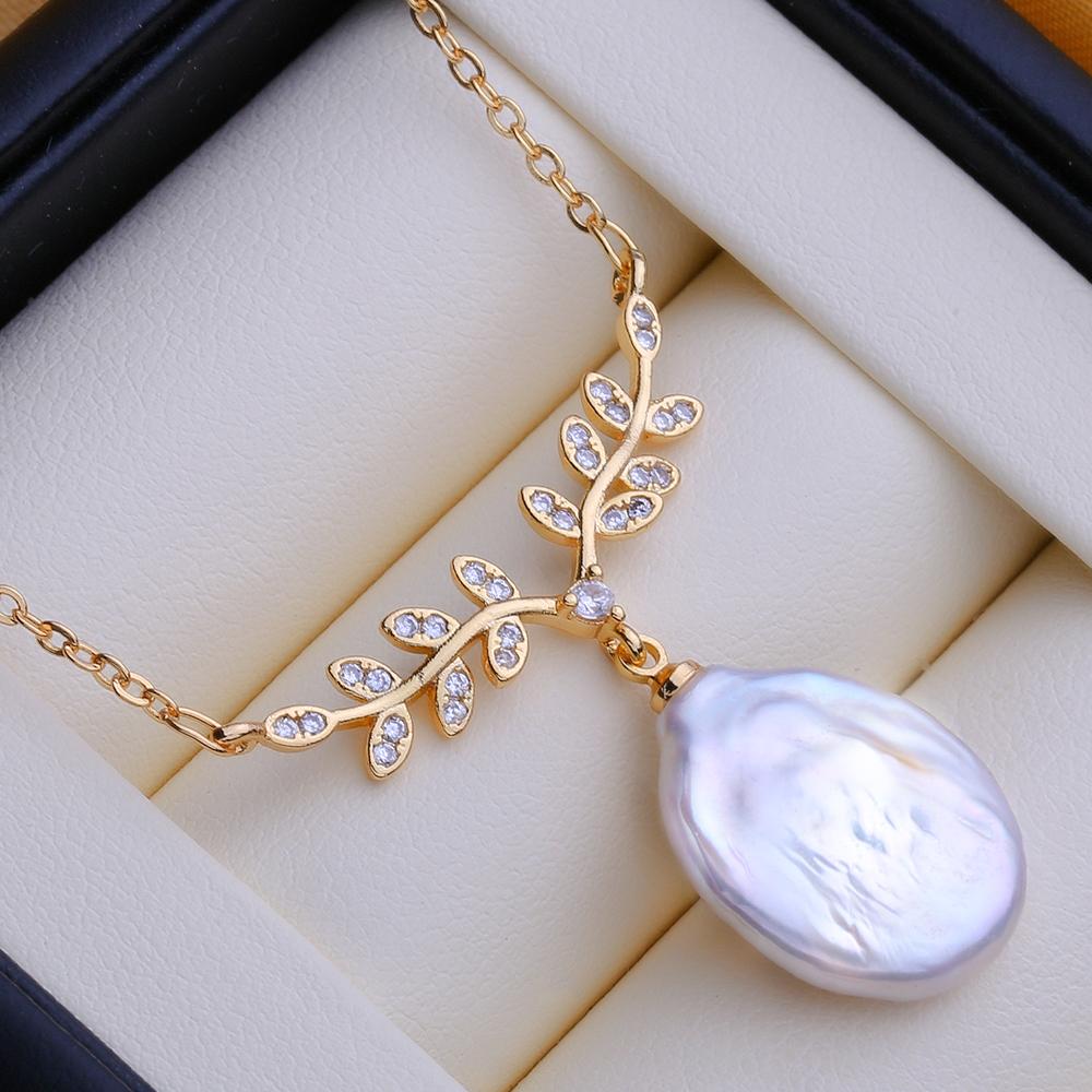LSOOYH Natural Freshwater Big Baroque Pearl Necklaces Party Elegant Vintage Pendant, Birthday Gifts for Women