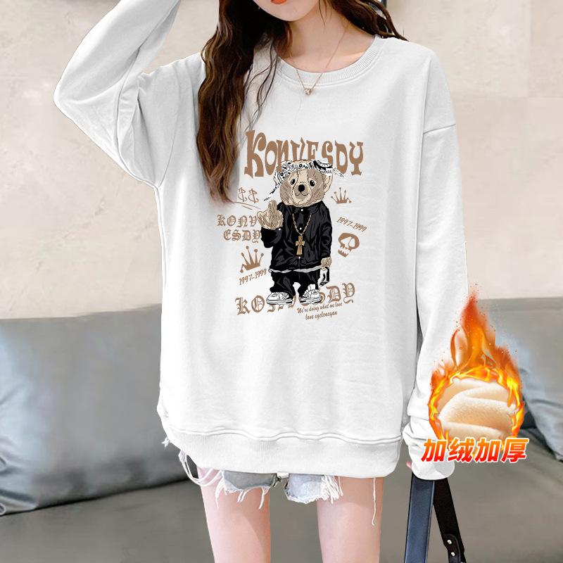 2025 new popular European products loose small man velvet thickened round neck no hat sweater women's spring, autumn and winter models