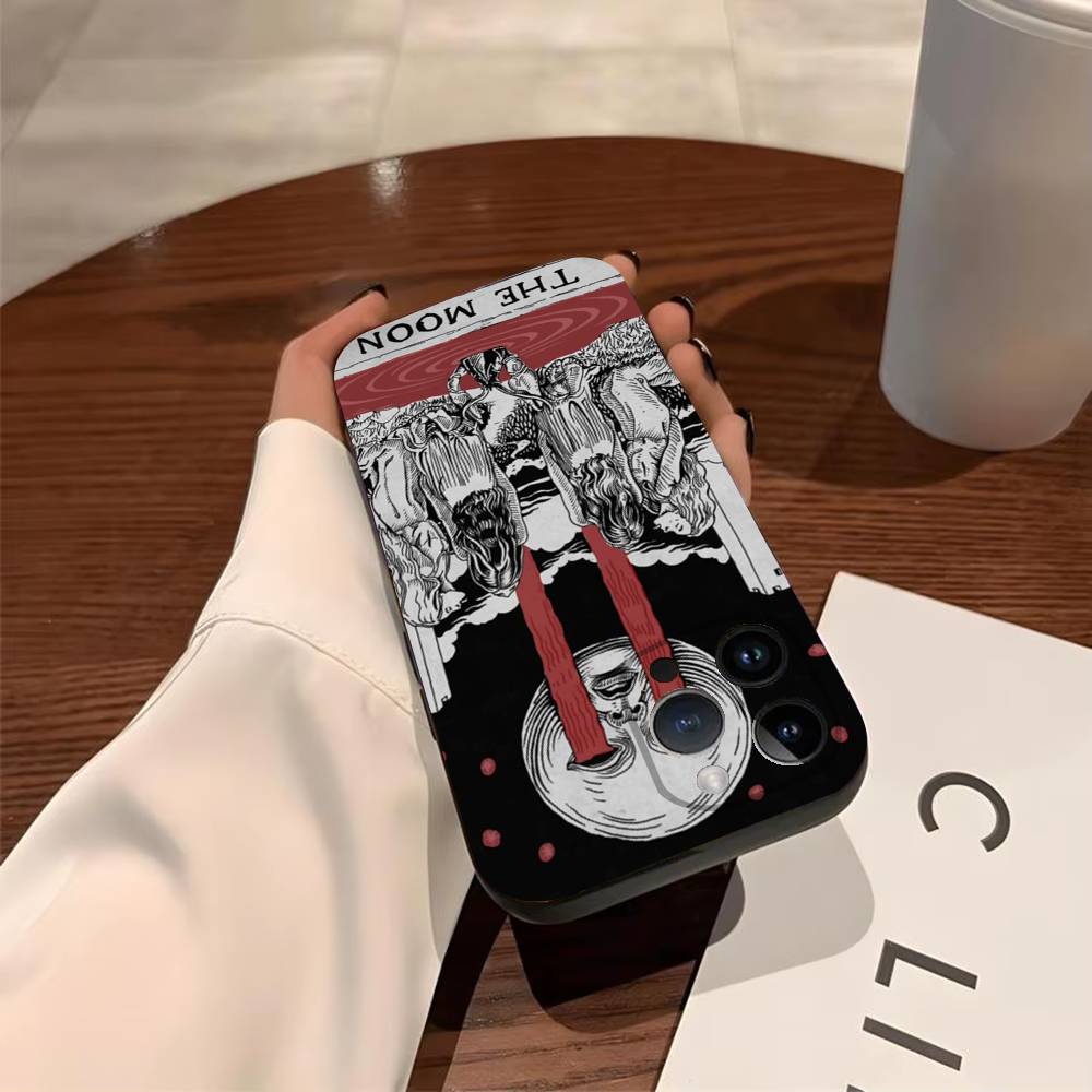 Tarot Phone Case For iPhone 17,16,15,14,13,12,11,Pro,X,XS,Max,Plus,Soft Black Cover