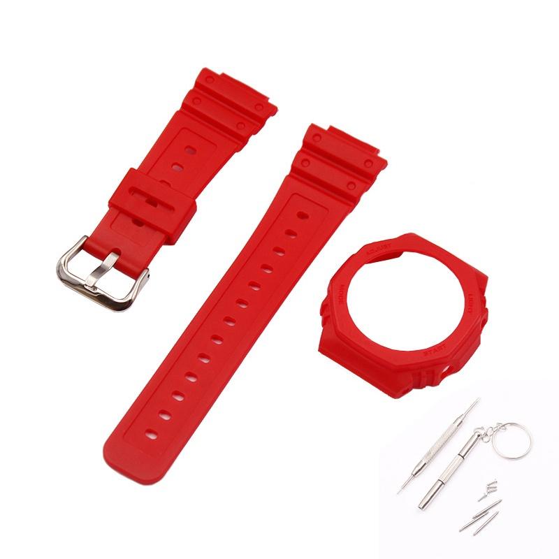 

Аксессуары для часов, корпус с полимерным ремешком, подходящий для серии GA2100, водонепроницаемый ремешок для часов для мужчин и женщин 16mm красный