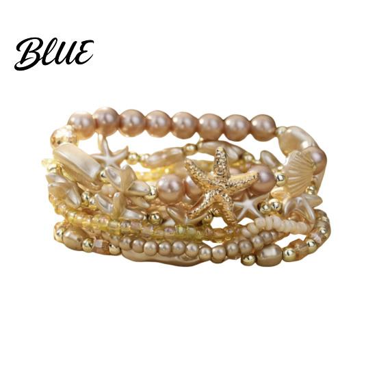 Starfish Beaded Bracelet 1 Set Bohemian Bracelets for Women Coastal