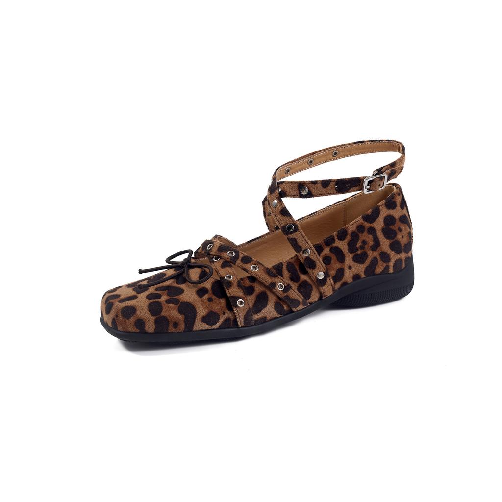 Sheepskin Version~ Crossed Belt Buckle Ballet Shoes for Women 2025 New Red Mary Jane Shoes Bow Single Shoes for Women