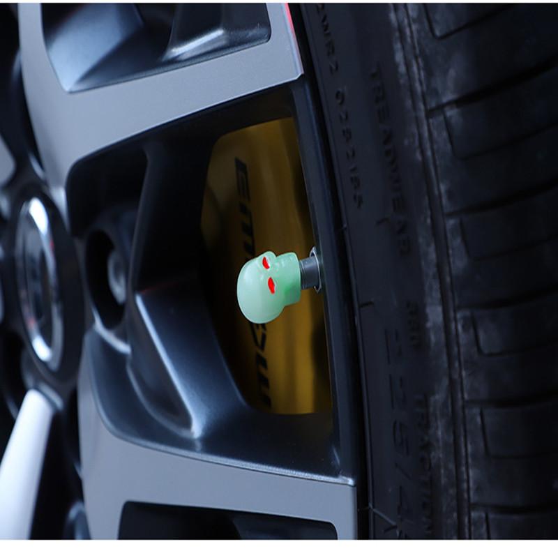 2024 neue 4 stücke Auto reifen leucht ventil kappe fahrrad motorrad schädel luft düse abdeckung leucht ventil core abdeckung reifen universal