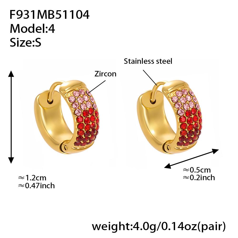 Qiong Yao Colorful Zirconia Spherical Earrings - Multi-Size Stainless Steel with 18k Gold Plating