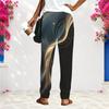 Women S Plus Size Loose Fit Printed Long Pants Black Pink Gradient With Pockets