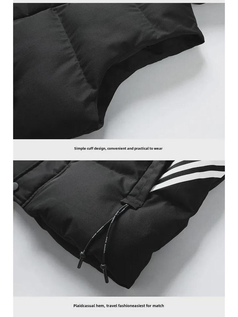 Pánská zimní vesta s kapucí slim fit - Velká velikost, mladistvý styl, všestranná vesta s designem tří pruhů.