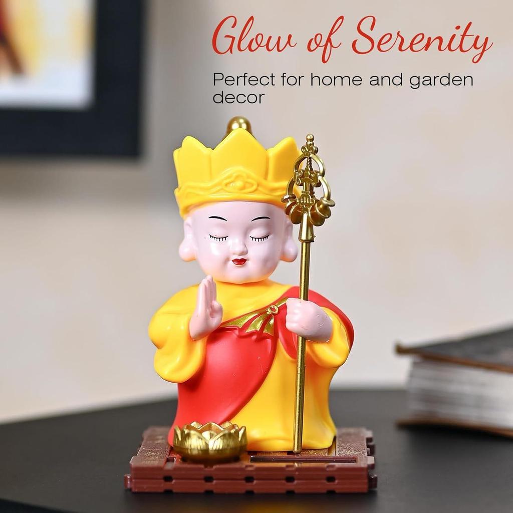 Monk Figurine for Car Dashboard, Home & Office – Buddha Statue with Moving Head - Feng Shui Ornament for Peace, Positivity & Good Luck Gift