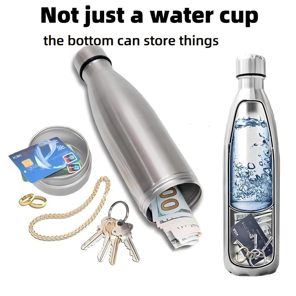 HEE RAK 750ml Geheimes Versteck Stahl Wasserflasche Fach Versteckdose Kann Versteckaufbewahrung für Karten Schlüssel Bargeld Safe Spardose