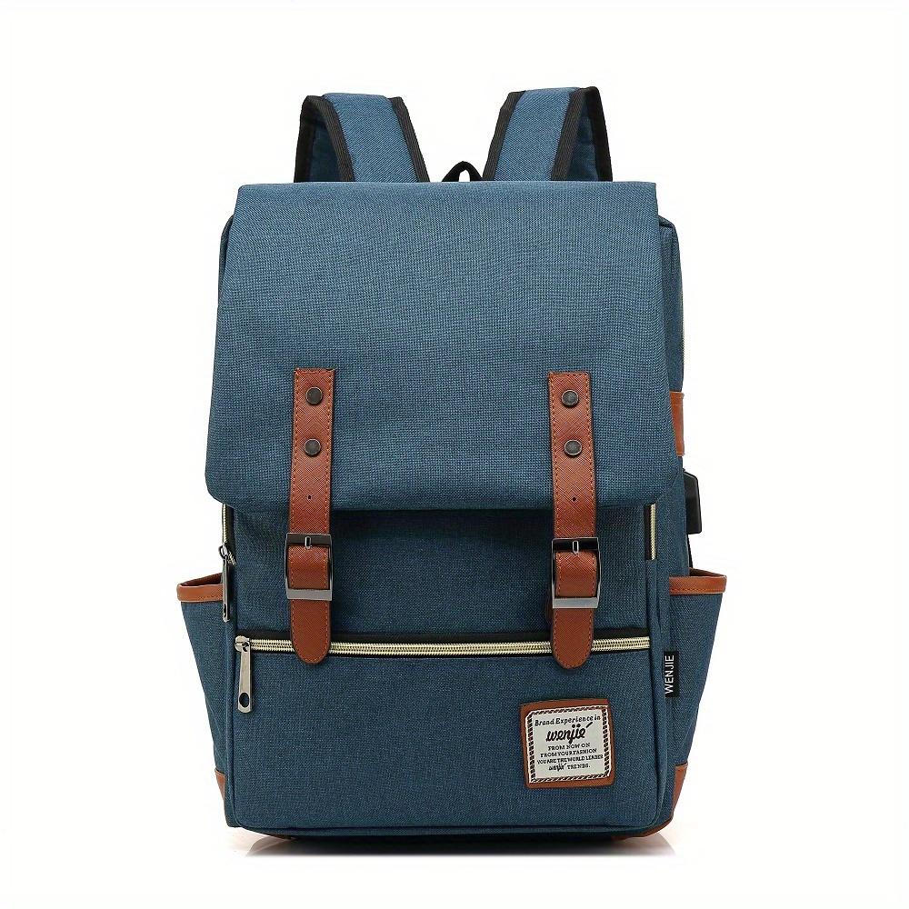New Personalized Retro Men's and Women's Outdoor Canvas Large Travel Backpack, Zipper Closure, Solid Color Fashionable Backpacks