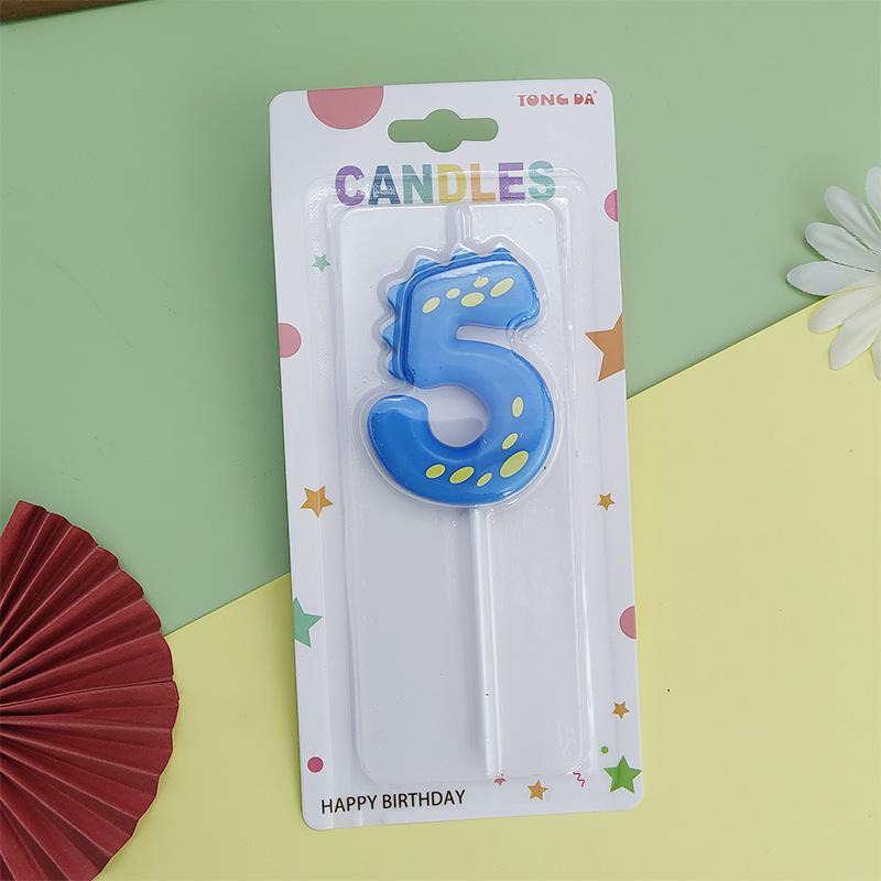 Colorful Dinosaur Number Birthday Candles for Kids' Party Cake Decorations