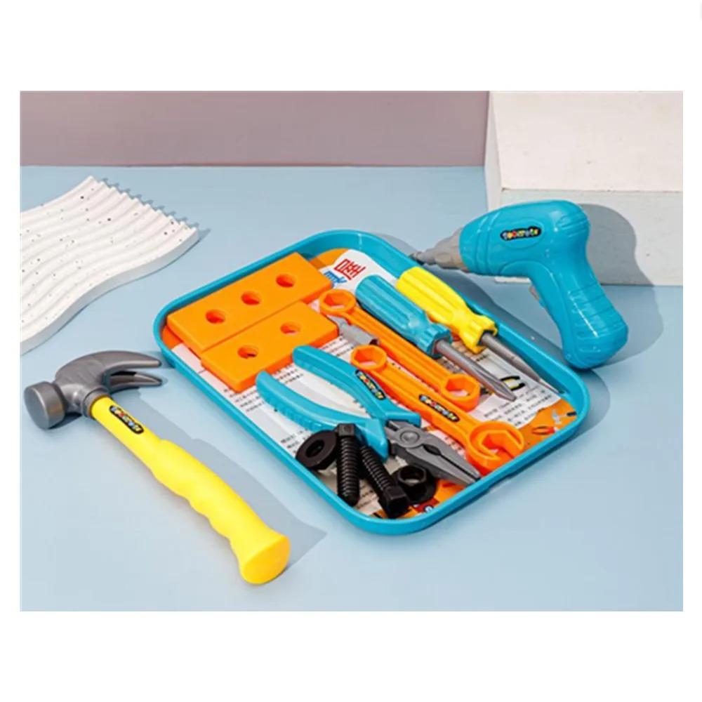 1 Set Cartoon Playing House Simulation Maintenance Tools Board Screws Electric Drill Protective Goggles PVC Model Kid Toy