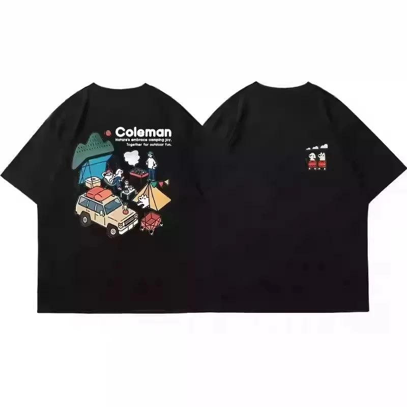 Coleman Fashion Brand Short Sleeve T-shirt Men 2025 New Outdoor Camping Short Sleeve Cotton Casual Loose Men and Women