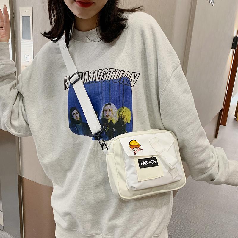 

Women s bag new small square bag fresh and sweet contrasting nylon shoulder messenger bag белый