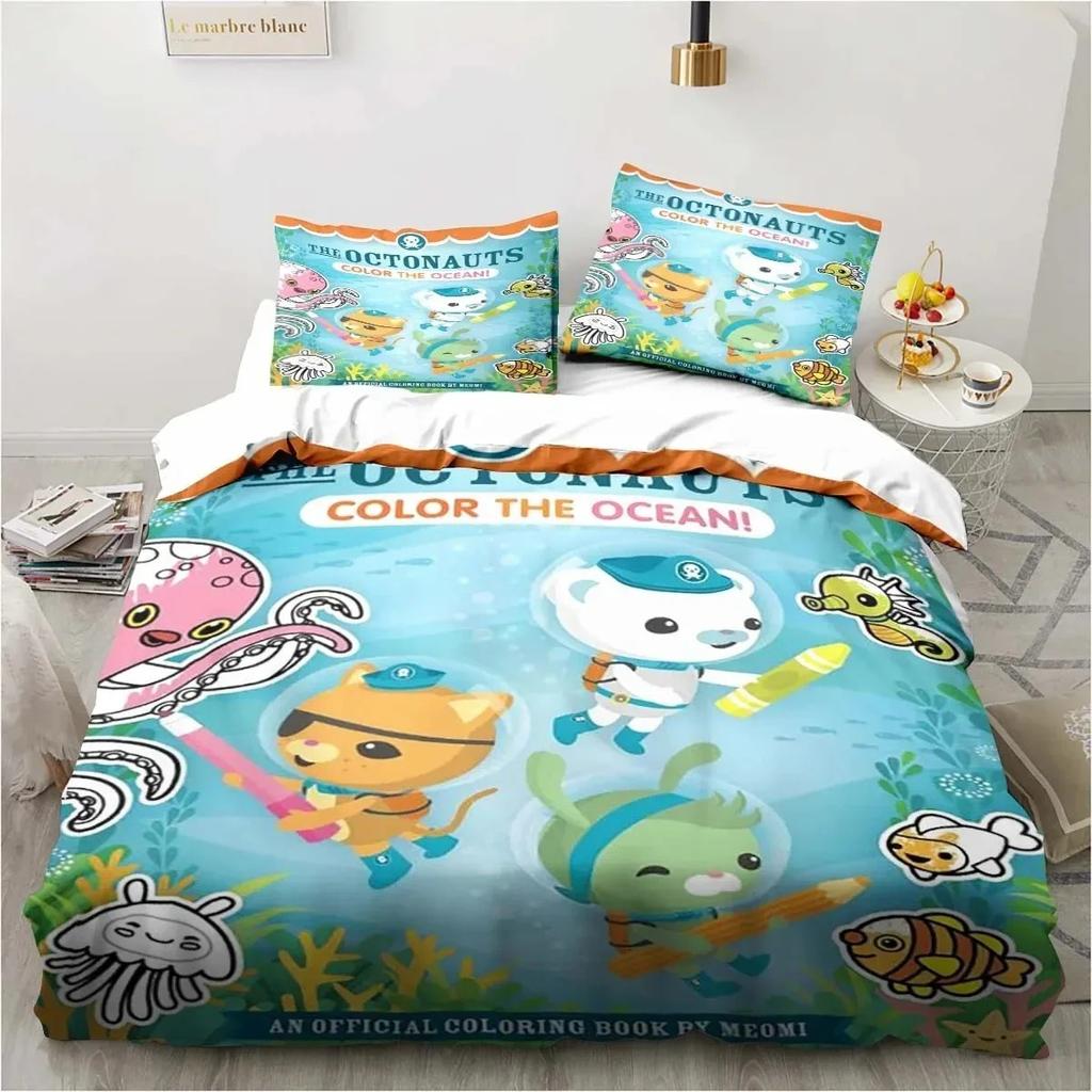 New 3D Cartoon Octonauts Bedding Collection Bedroom Single Double Bed King Size Quilt Cover And Pillowcase KidS Birthday Gift