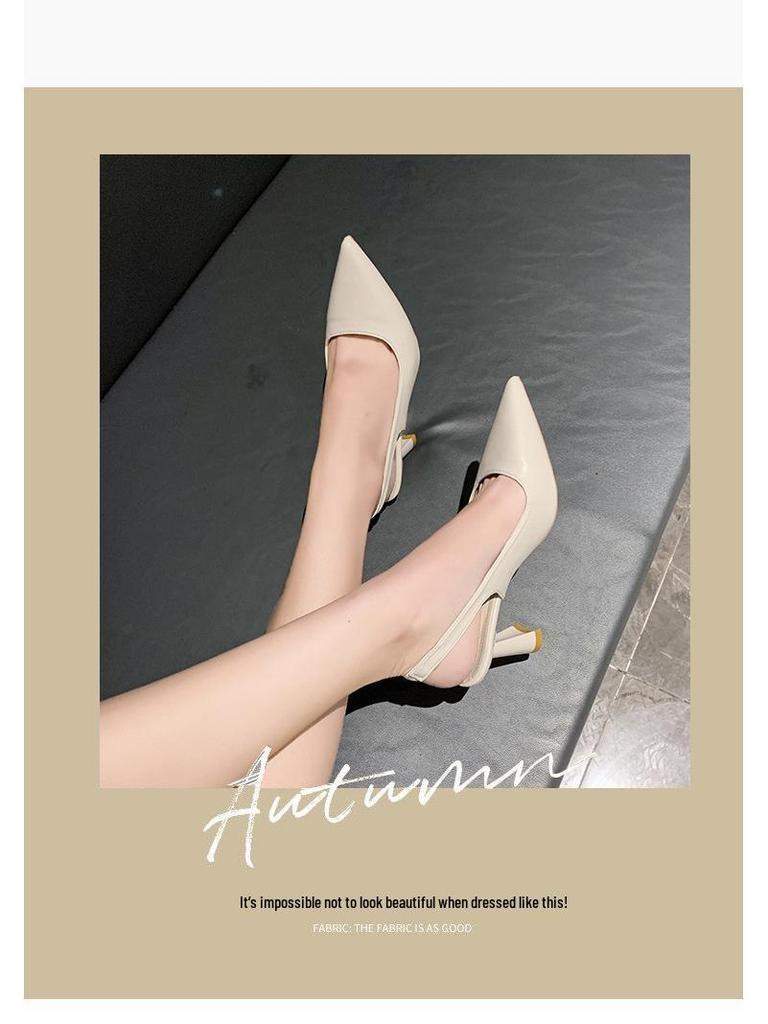 2024 Spring/Summer Stiletto Heeled Sandals: Women's Open-Back, Pointed Toe, Shallow Mouth Shoes