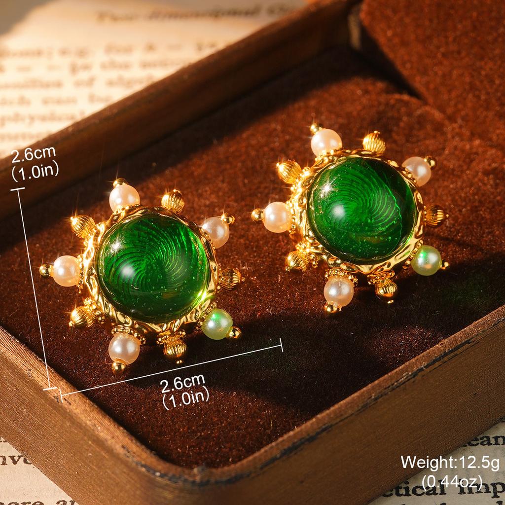 Vintage western enamel geometric earrings vintage geometric high-end texture fashion French medieval niche earrings