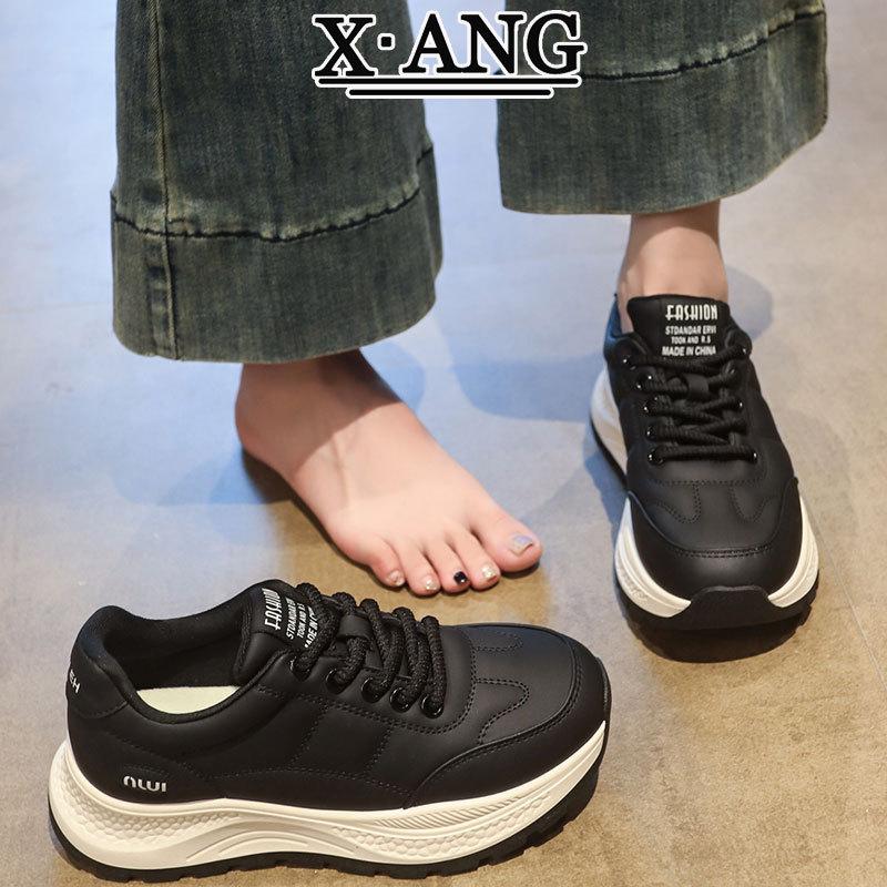 Leather platform sneakers women's Forrest Gump shoes 2025 new autumn and winter velvet warm two cotton shoes casual shoes