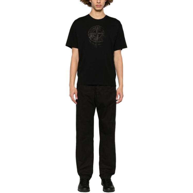 STONE ISLAND Compass Tee Black Unisex Tops 80152RC87-V0029