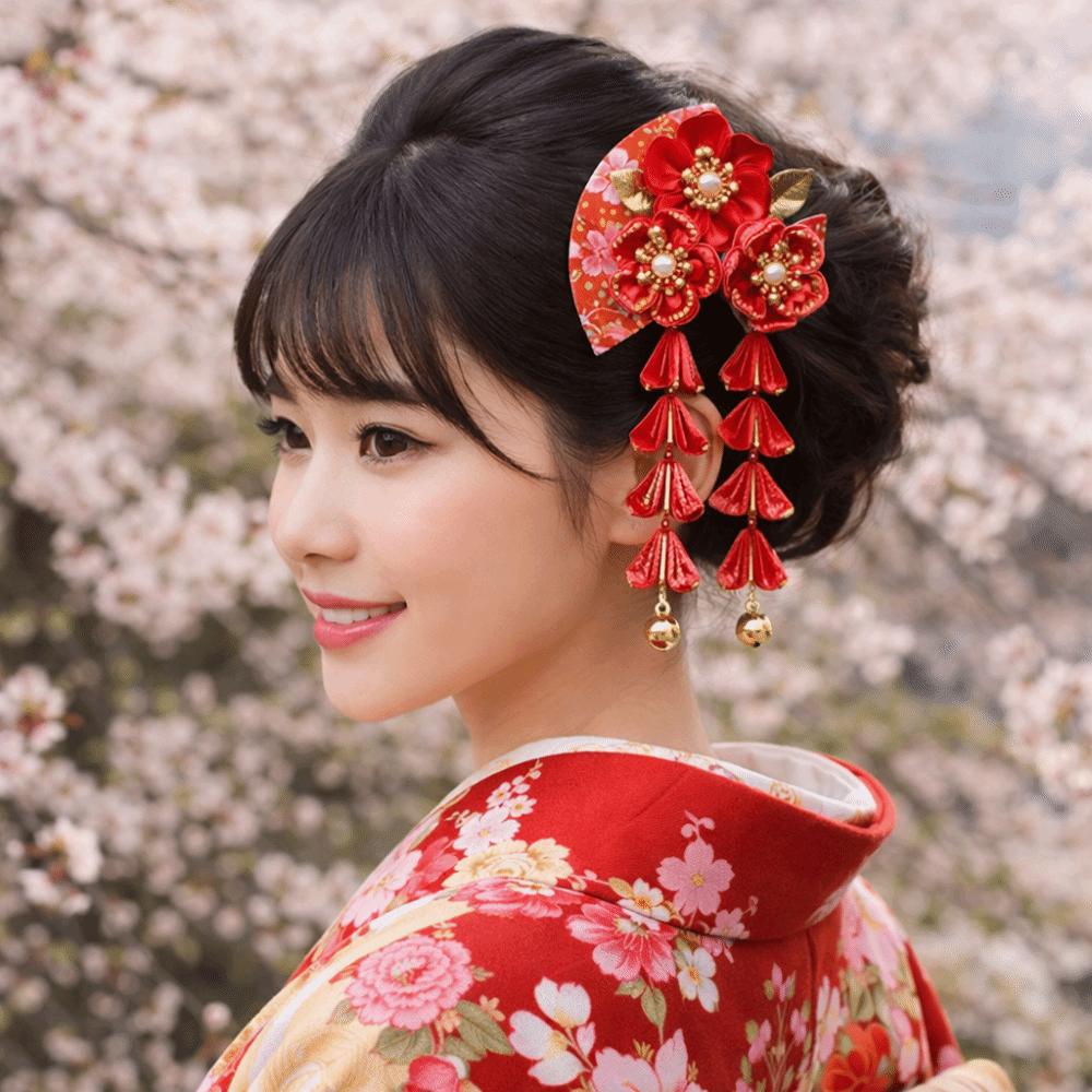 Tassels Tassel Fan Hairpin Sakura Kimono Hair Clip Simple Japanese Kimono Headwear Children