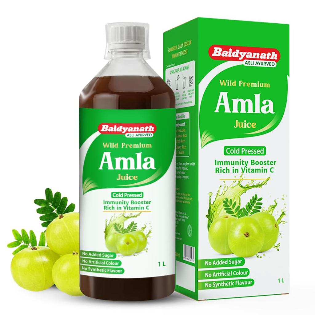 Baidyanath Amla Juice|Pitta-Balancing, Immune-Boosting Juice For Cough, Cold & Seasonal Illnesses|Antioxidant & Vitamin C Rich|Cold-Pressed|Suppo