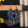 Ethnic Vintage Peacock Earrings for Women Creative Rhinestone Acrylic Antique Gold Color Animal Earring Party Vacation Jewelry
